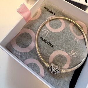 Pandora Gold Bracelet with Intricate Heart Charm